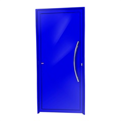 Porta de Giro Direita Savana Super 25 com Lambri E Puxador em Alumínio 210x100cm Azul - Brimak