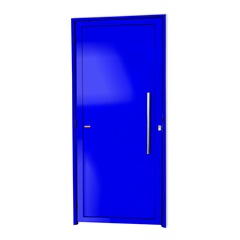 Porta de Giro Direita Super 25 com Lambri E Puxador em Alumínio 210x100cm Azul - Brimak