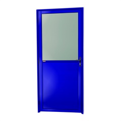 Porta de Giro Direita Super 25 com Lambri E Vidro Boreal em Alumínio 210x80cm Azul - Brimak