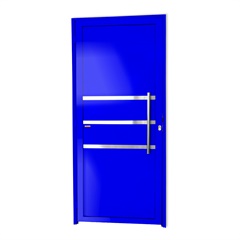 Porta de Giro Direita Super 25 com Lambri Friso E Puxador em Alumínio 210x100cm Azul - Brimak