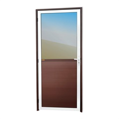 Porta de Giro Direita Super 25 Lambri e Vidro Reflex em Alumínio 210x80cm Mix Corten