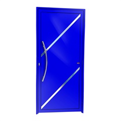 Porta de Giro Esquerda Duna Super 25 com Lambri E Puxador em Alumínio 210x90cm Azul - Brimak