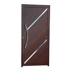 Porta de Giro Esquerda Duna Super 25 com Lambri E Puxador em Alumínio 210x90cm Corten - Brimak