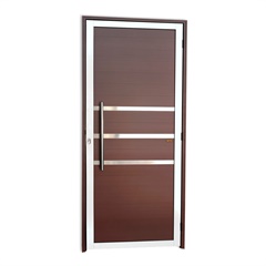 Porta de Giro Esquerda Friso Super 25 com Lambri E Puxador em Alumínio 210x80cm Mix Corten - Brimak