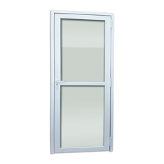 Porta de Giro Esquerda Itec com 2 Vidros e Inferior Temperado em PVC 216x80cm Branca