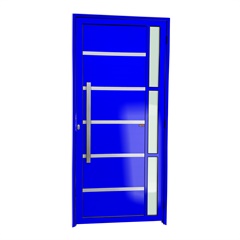 Porta de Giro Esquerda Miraggio Super 25 com Lambri E Puxador em Alumínio 210x90cm Azul - Brimak