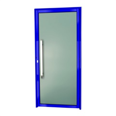 Porta de Giro Esquerda Murano Super 25 com Puxador em Alumínio 210x100cm Azul