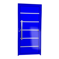 Porta de Giro Esquerda Premium Super 25 com Lambri e Puxador em Alumínio 210x100cm Azul