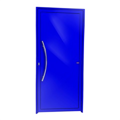 Porta de Giro Esquerda Savana Super 25 com Lambri E Puxador em Alumínio 210x100cm Azul - Brimak