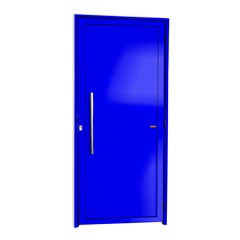 Porta de Giro Esquerda Super 25 com Lambri E Puxador em Alumínio 210x80cm Azul - Brimak