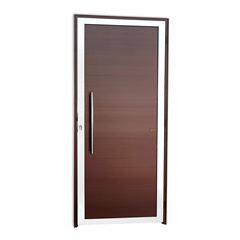 Porta de Giro Esquerda Super 25 com Lambri E Puxador em Alumínio 210x80cm Mix Corten - Brimak