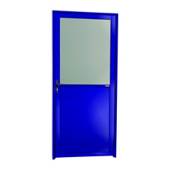 Porta de Giro Esquerda Super 25 com Lambri E Vidro Boreal em Alumínio 210x80cm Azul - Brimak