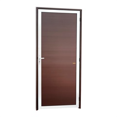 Porta de Giro Esquerda Super 25 com Lambri em Alumínio 210x100cm Mix Corten