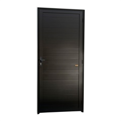 Porta de Giro Esquerda Super 25 com Lambri em Alumínio 210x90cm Preta - Brimak