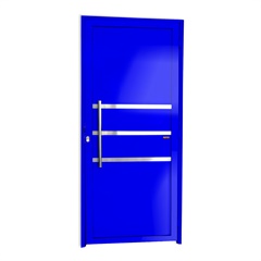 Porta de Giro Esquerda Super 25 com Lambri Friso E Puxador em Alumínio 210x100cm Azul - Brimak