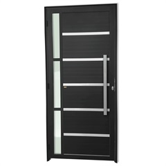 Porta Direita com Lambri E Puxador em Alumínio Super 25 Miraggio 210x90cm Preto - Brimak