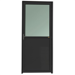 Porta Esquerda com Lambri E Vidro em Alumínio Super 25 210x80cm Preta - Brimak