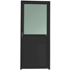 Porta Esquerda com Lambri E Vidro em Alumínio Super 25 210x90cm Preta - Brimak