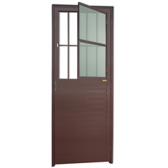 Porta Esquerda com Postigo E Vidro em Alumínio Linha 25 210x80cm Cortem - Brimak