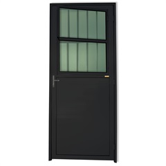 Porta Esquerda com Postigo e Vidro em Alumínio Super 25 210x86cm Preta