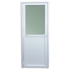 Porta Mista Direita com Vidro em Pvc 216x80cm Branca - Brimak