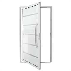 Porta Pivotante Direita com Lambri E Puxador em Alumínio Premium 210x100cm Branca - Brimak