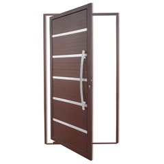 Porta Pivotante Direita com Lambri E Puxador em Alumínio Premium 210x100cm Cortem - Brimak