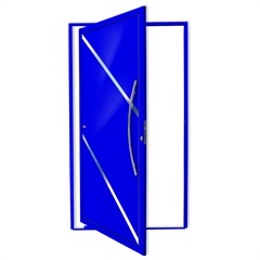 Porta Pivotante Direita Duna Super 25 com Lambri e Puxador em Alumínio 210x100cm Azul