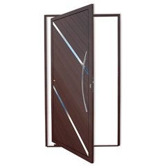 Porta Pivotante Direita Duna Super 25 com Lambri e Puxador em Alumínio 210x100cm Corten