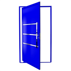 Porta Pivotante Direita Evolution Super 25 com Lambri e Puxador em Alumínio 210x100cm Azul