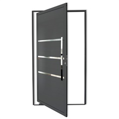 Porta Pivotante Direita Evolution Super 25 com Lambri E Puxador em Alumínio 210x100cm Cinza - Brimak