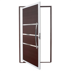 Porta Pivotante Direita Evolution Super 25 com Lambri E Puxador em Alumínio 210x100cm Mix Corten - Brimak