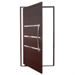 Porta Pivotante Direita Evolution Super 25 com Lambri E Puxador em Alumínio 210x120cm Corten - Brimak