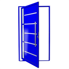 Porta Pivotante Direita Miraggio Super 25 com Lambri E Puxador em Alumínio 210x100cm Azul - Brimak