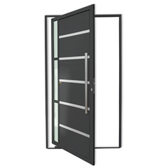 Porta Pivotante Direita Miraggio Super 25 com Lambri E Puxador em Alumínio 210x120cm Cinza - Brimak