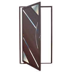 Porta Pivotante Direita Oasis Super 2 com Lambri E Puxador em Alumínio 210x100cm Corten - Brimak