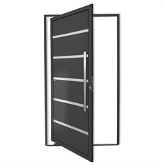 Porta Pivotante Direita Premium Super 25 com Lambri e Puxador em Alumínio 210x100cm Cinza