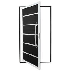 Porta Pivotante Direita Premium Super 25 com Lambril E Puxador em Alumínio 210x120cm Mix Preto - Brimak