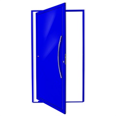 Porta Pivotante Direita Savana Super 25 com Lambri E Puxador em Alumínio 210x120cm Azul - Brimak