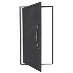 Porta Pivotante Direita Savana Super 25 com Lambri E Puxador em Alumínio 210x120cm Cinza - Brimak