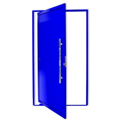 Porta Pivotante Direita Super 25 com Lambri E Puxador em Alumínio 210x100cm Azul - Brimak