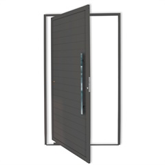 Porta Pivotante Direita Super 25 com Lambri E Puxador em Alumínio 210x100cm Cinza - Brimak