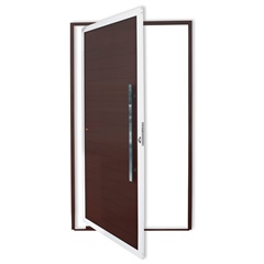 Porta Pivotante Direita Super 25 com Lambri e Puxador em Alumínio 210x100cm Mix Corten