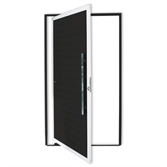 Porta Pivotante Direita Super 25 com Lambri E Puxador em Alumínio 210x100cm Mix Preto - Brimak