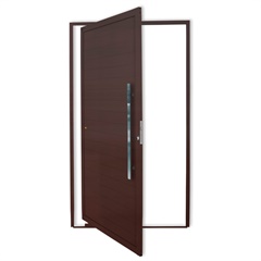 Porta Pivotante Direita Super 25 com Lambri e Puxador em Alumínio 210x120cm Corten