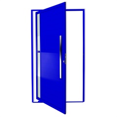 Porta Pivotante Direita Visione Super 25 com Lambri e Puxador em Alumínio 210x100cm Azul