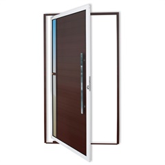 Porta Pivotante Direita Visione Super 25 com Lambri e Puxador em Alumínio 210x100cm Mix Corten