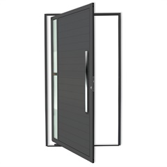 Porta Pivotante Direita Visione Super 25 com Lambri E Puxador em Alumínio 210x120cm Cinza - Brimak