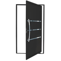 Porta Pivotante Esquerda com Lambri E Puxador em Alumínio Evolution 210x100cm Preta - Brimak