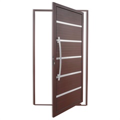 Porta Pivotante Esquerda com Lambri E Puxador em Alumínio Premium 210x100cm Cortem - Brimak